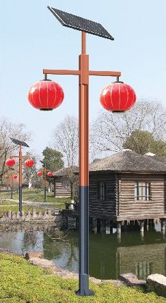 3-4米原木色直臂燈籠形雙燈頭太陽(yáng)