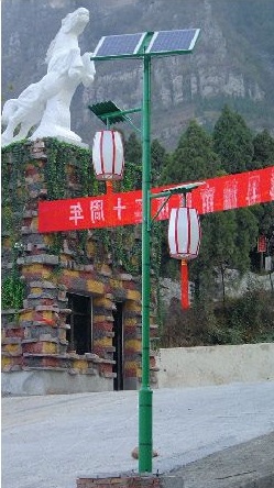3-4米綠色人字臂燈籠形雙燈頭太陽(yáng)能庭院燈TYN-03105 