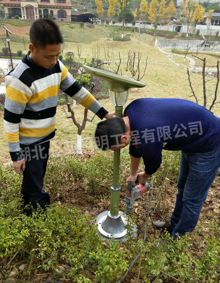 李家別墅太陽能寶蓮燈安裝現(xiàn)場