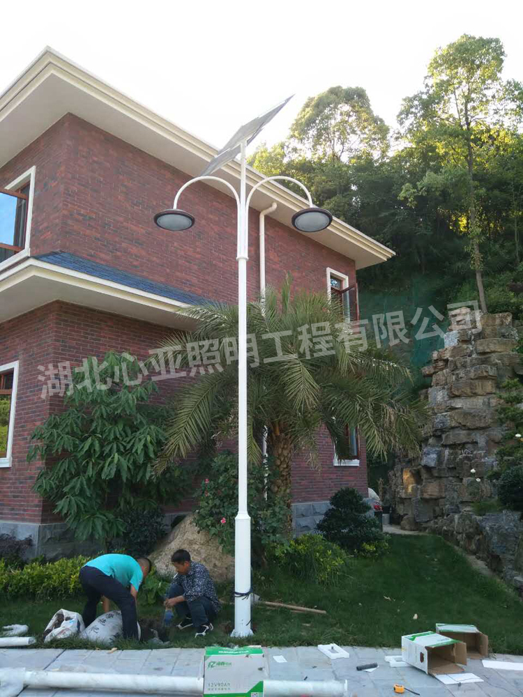 太陽(yáng)能庭院燈安裝完成效果